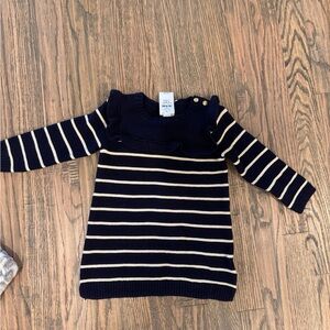 Baby Gap Navy Blue Striped Dress size 6-12 mo NWT